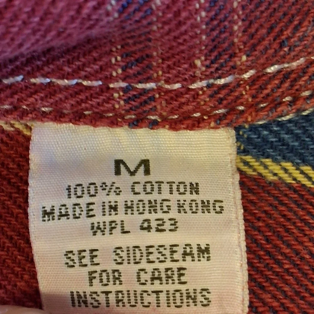 Vintage 1995 Levi's LS Plaid‎ Heavy Cotton Button Down Shirt Jacket Medium EUC